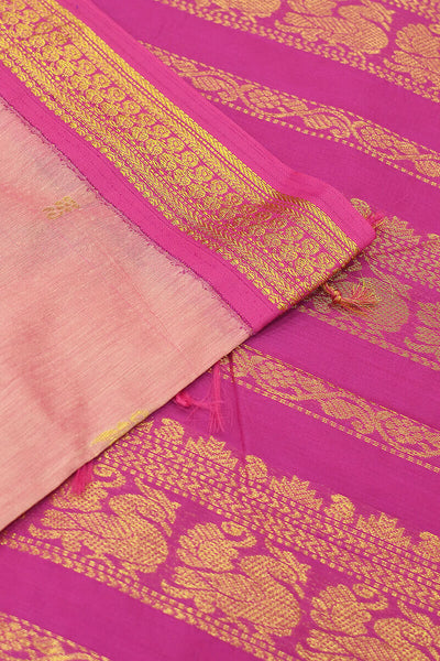 Handloom Kanchi silk cotton saree in peach