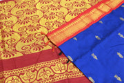 Handloom Kanchi silk cotton saree in royal blue