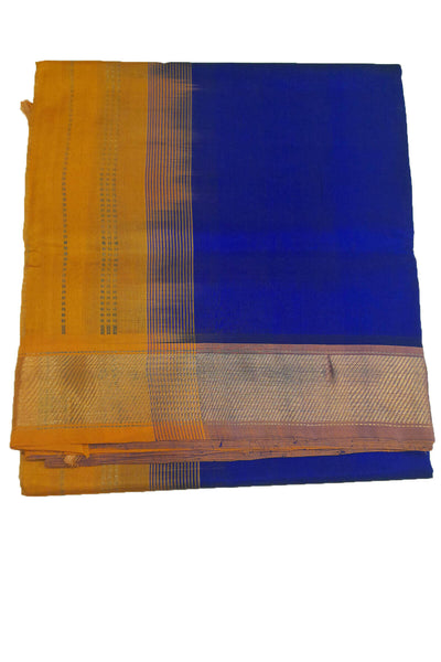 Handloom Kanchi silk cotton saree in royal blue