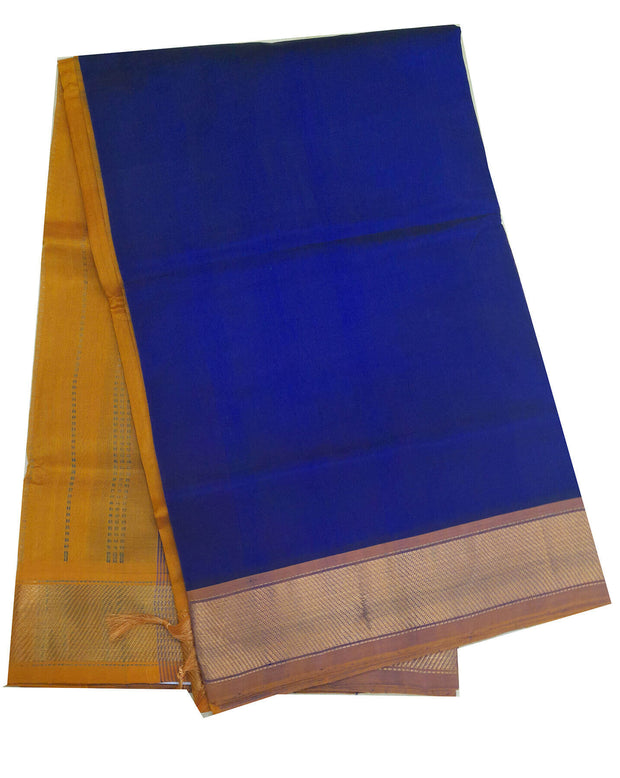 Handloom Kanchi silk cotton saree in royal blue