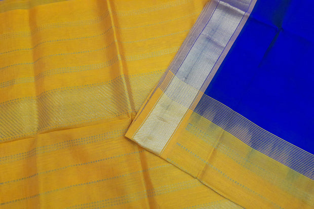 Handloom Kanchi silk cotton saree in royal blue