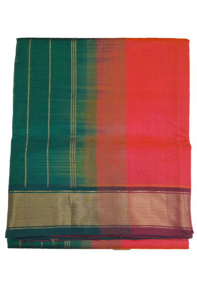 Handloom Kanchi silk cotton saree in orange