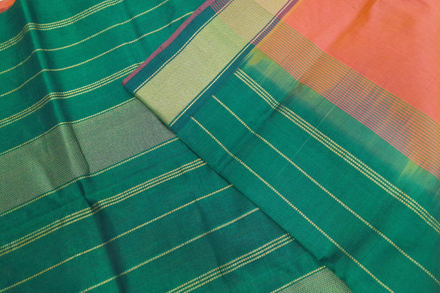 Handloom Kanchi silk cotton saree in orange