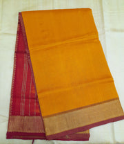 Handloom Kanchi silk cotton saree in yellow