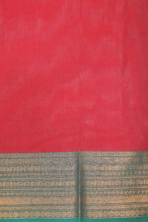 Kanchi pure cotton saree in rust with small buttis