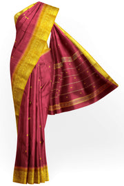 Kanchi pure cotton saree in maroon with small buttis