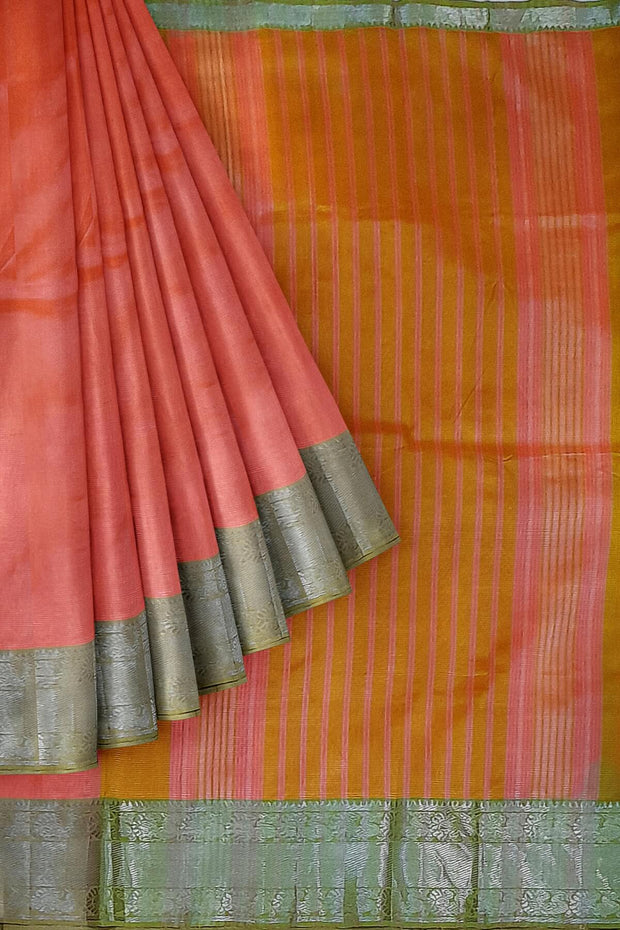 Handloom Mangalgiri silk cotton saree in peach