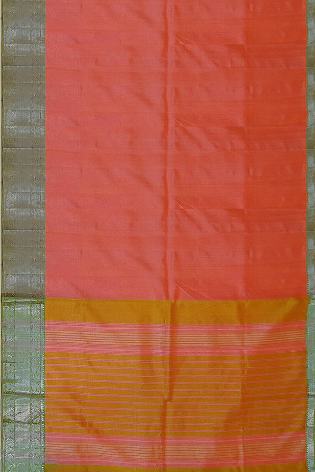 Handloom Mangalgiri silk cotton saree in peach