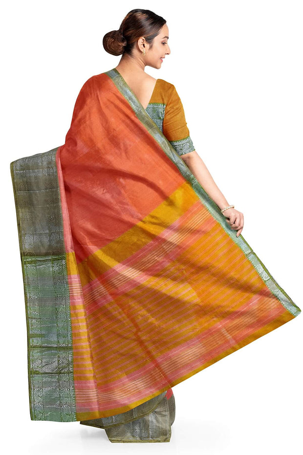 Handloom Mangalgiri silk cotton saree in peach