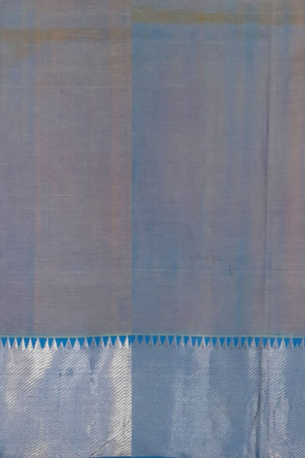 Handloom Mangalgiri silk cotton saree in peach with striped pallu