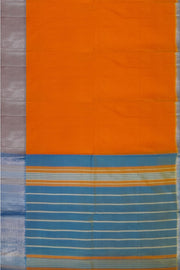 Handloom Mangalgiri silk cotton saree in peach with striped pallu