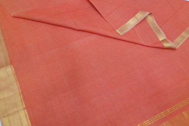 Handloom Mangalgiri pure cotton saree in peach