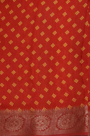 Handwoven moonga silk saree with equally beautiful woven zari border and the red color kalamkari looks  beautiful.