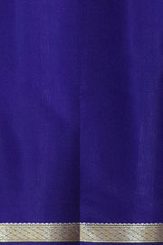 Mysore  crepe  silk saree in rust  with  contrast pallu in blue