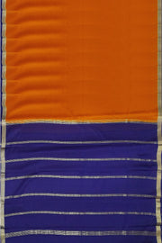 Mysore  crepe  silk saree in rust  with  contrast pallu in blue