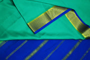 Mysore crepe silk saree in pool blue with a  contrast pallu
