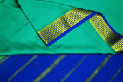 Mysore crepe silk saree in pool blue with a  contrast pallu