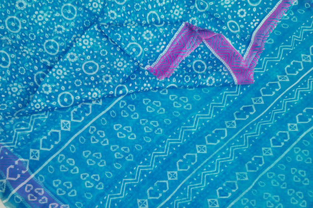 Floral printed pure silk organza saree in blue