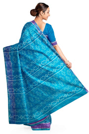 Floral printed pure silk organza saree in blue