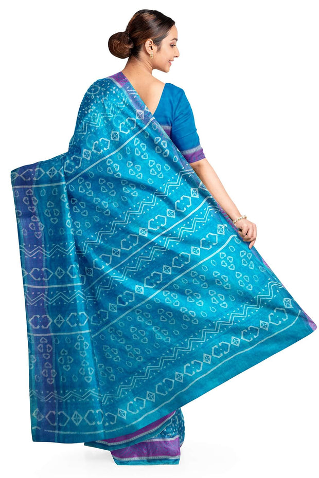 Floral printed pure silk organza saree in blue
