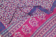 Floral printed pure silk organza saree in purple