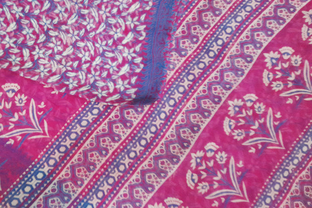 Floral printed pure silk organza saree in purple