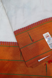 Handwoven Paithani pure silk dupatta in white