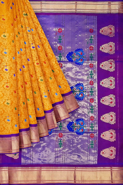 Paithani pure silk brocade  saree with elephant & peacock motifs