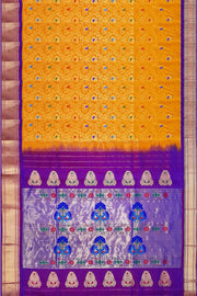 Handwoven Paithani pure silk brocade fancy saree with elephant & peacock motifs and meenakari work