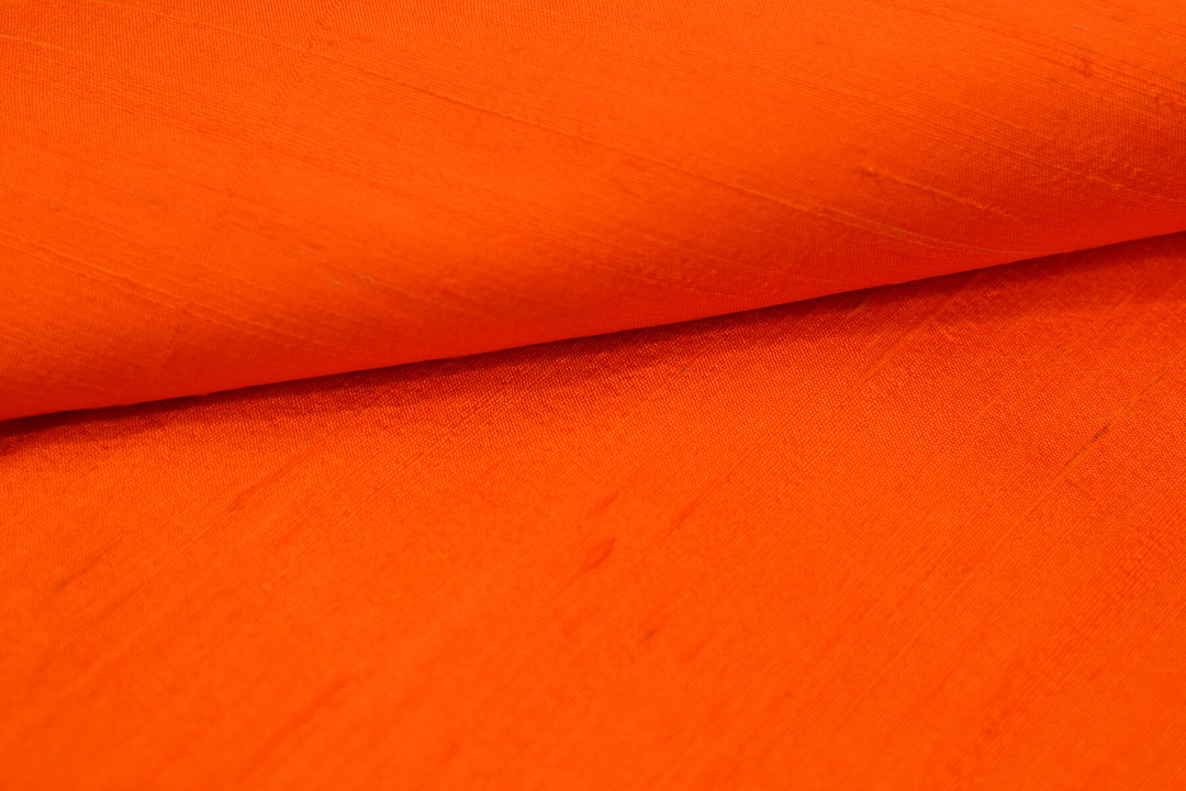 Pure silk fabric (in dupion finish)  in orange