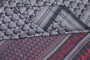 Printed pure silk saree  in black  in  small floral pattern in pallu