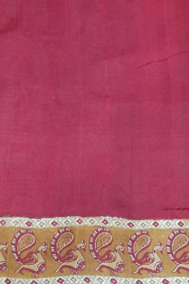 Priinted pure silk saree in maroon  in floral pattern