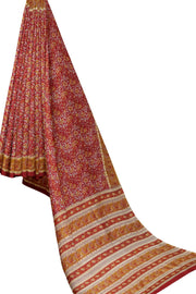 Priinted pure silk saree in maroon  in floral pattern