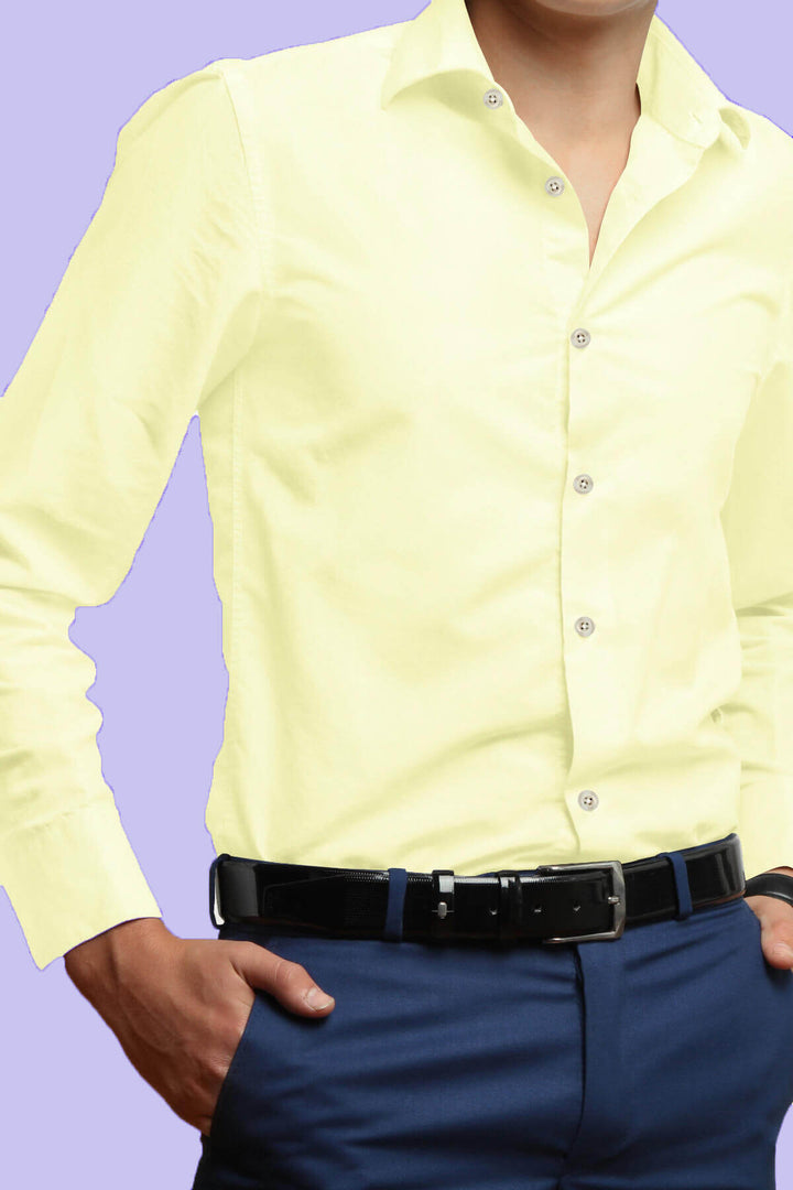 Pure silk shirt in cream - Full sleeve