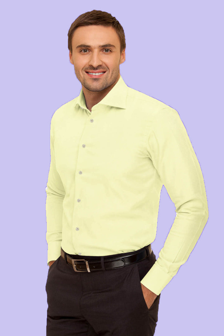 Pure silk shirt in cream - Full sleeve