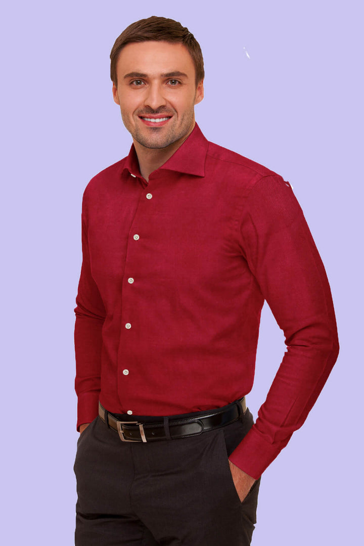 Pure silk shirt in maroon - Full Sleeve