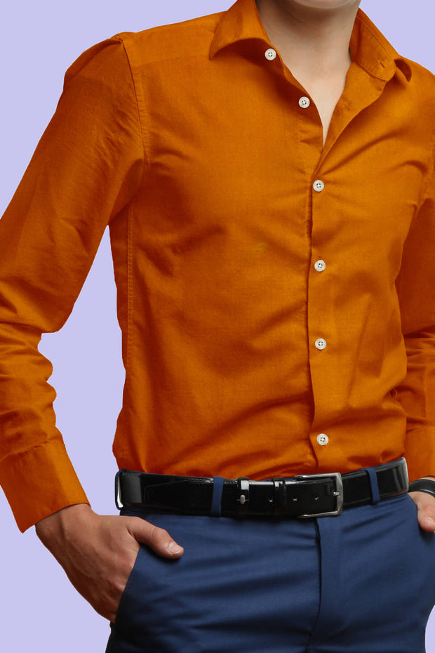 Pure silk shirt in honey colour - Full Sleeve