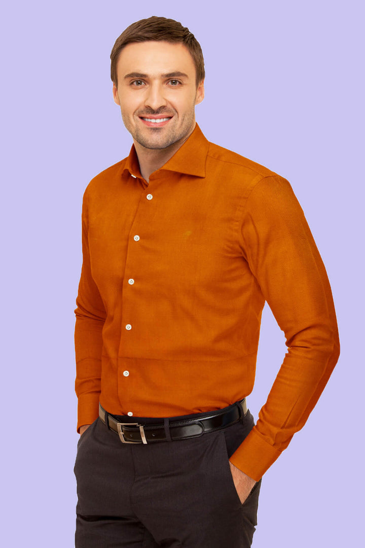 Pure silk shirt in honey colour - Full Sleeve