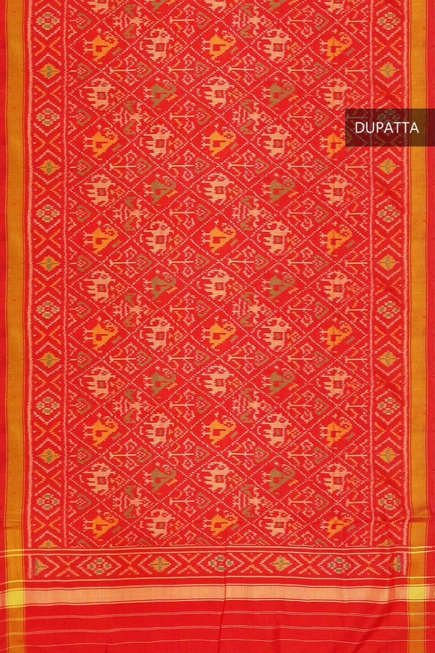Handloom Patola pure silk dupatta in narikunj pattern in red