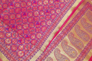 Handwoven Banarasi silk saree in  narikunj pattern in pink  with contrast pallu