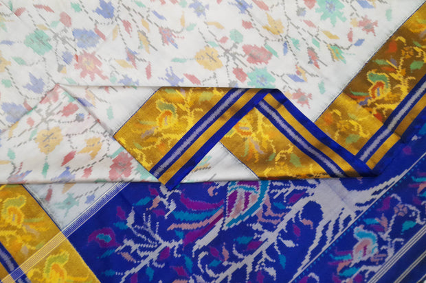 Handwoven Patola pure silk saree in floral vines