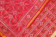 Handwoven Patola pure silk saree in red  in pan bhat  pattern