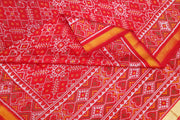 Handwoven Patola pure silk saree in red  in pan bhat  pattern