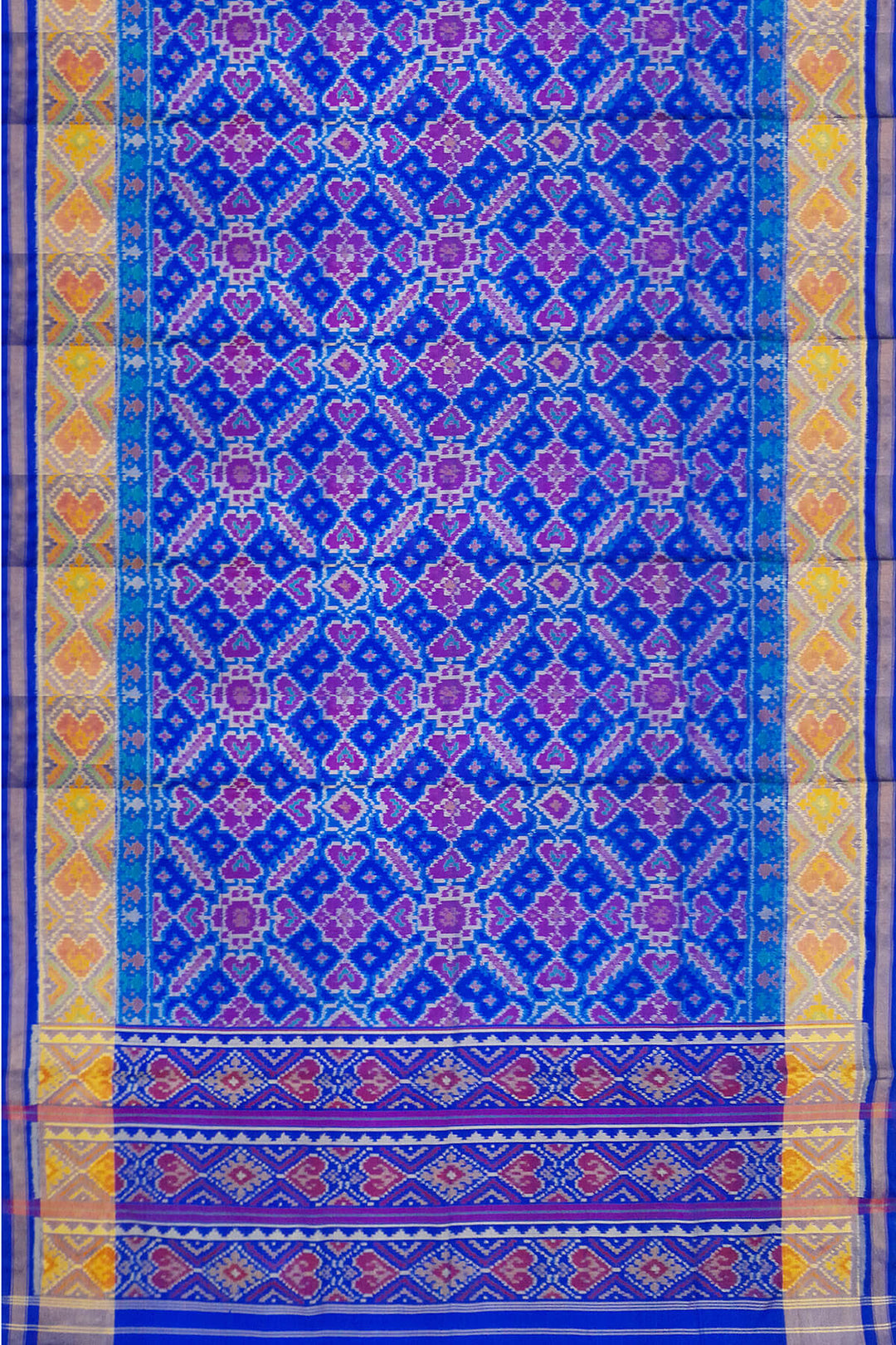 Handwoven Patola pure silk saree in blue  in pan bhat   pattern