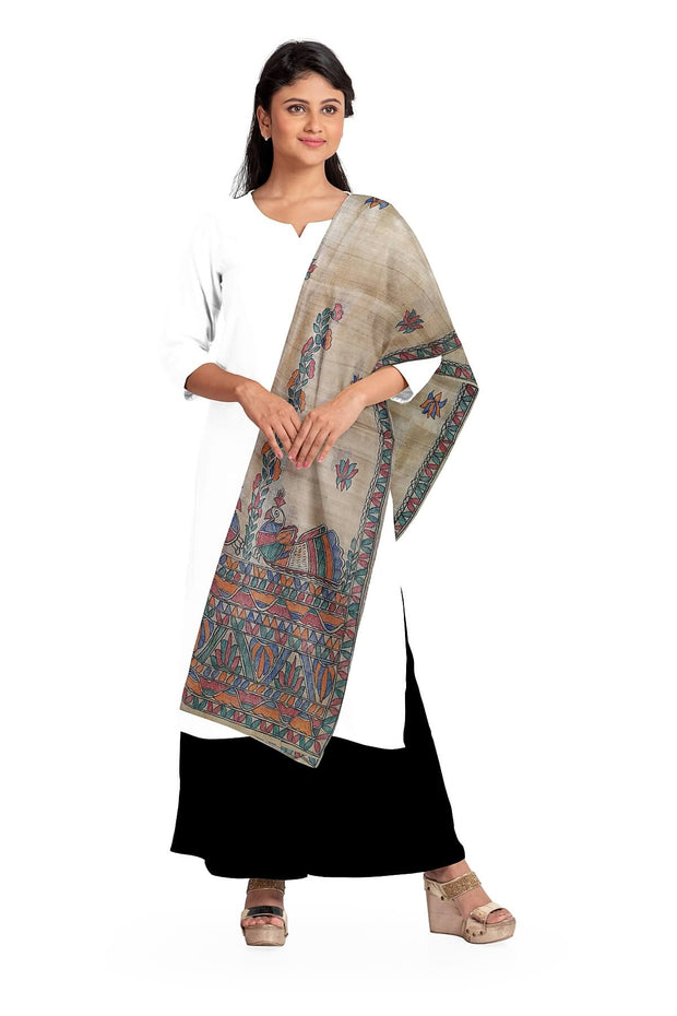 Handloom desi tussar pure silk dupatta