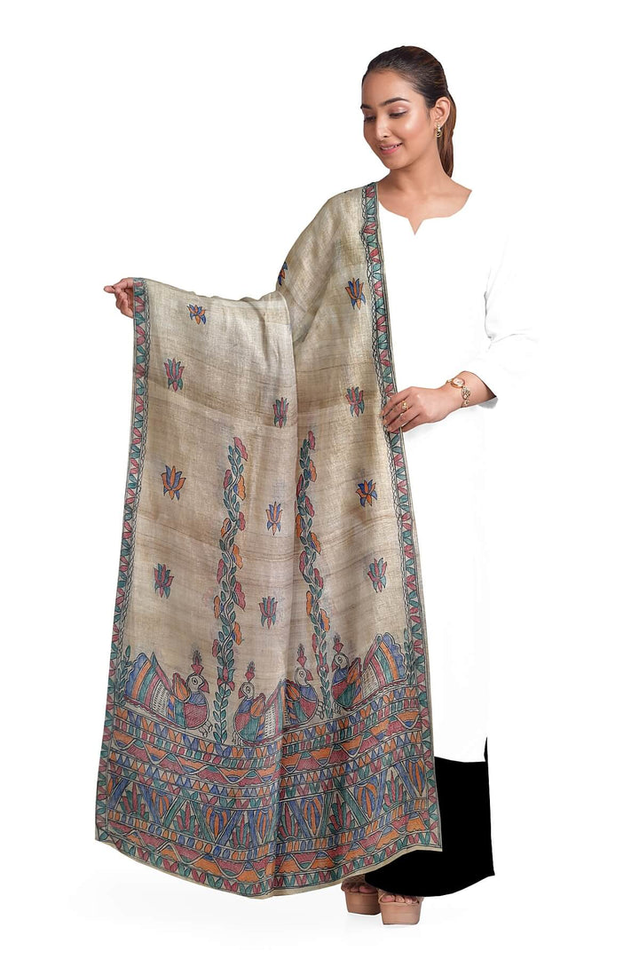 Handloom desi tussar pure silk dupatta