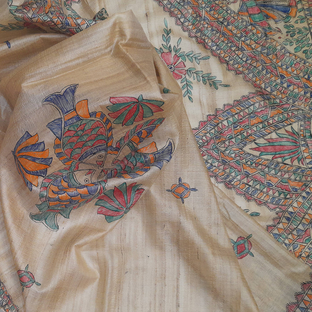 Handloom desi tussar pure silk dupatta