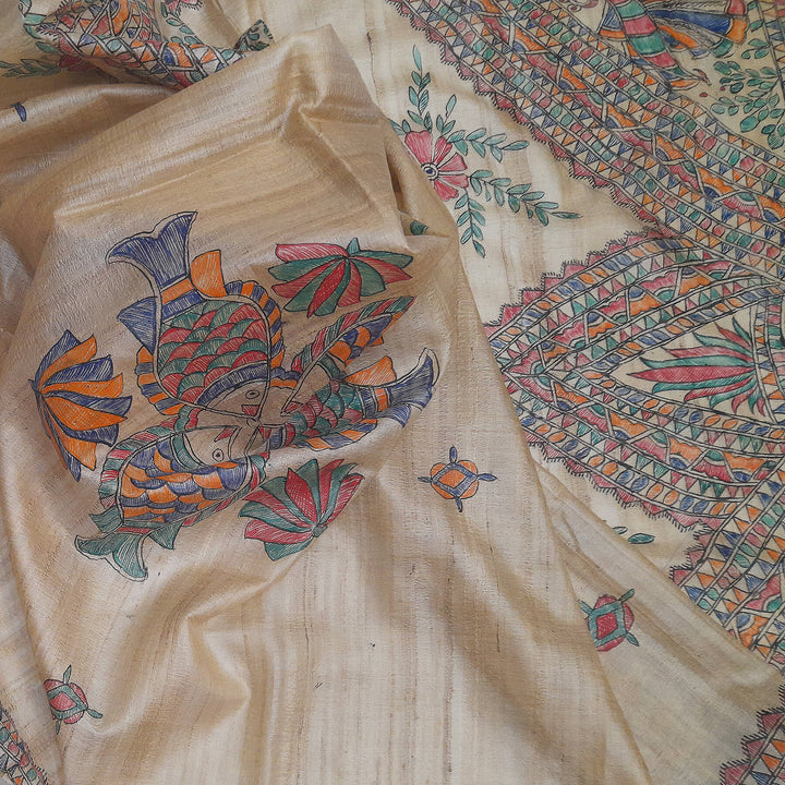 Handloom desi tussar pure silk dupatta