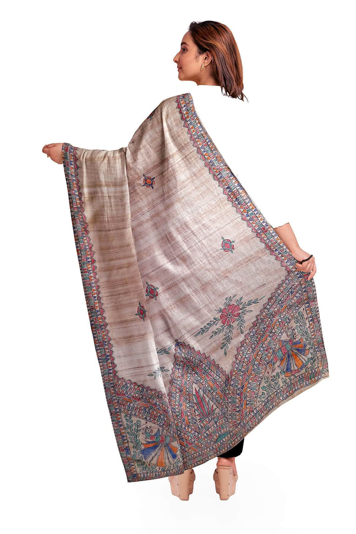 Handloom desi tussar pure silk dupatta