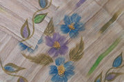 Handloom tussar pure silk dupatta  with hand painted floral pattern